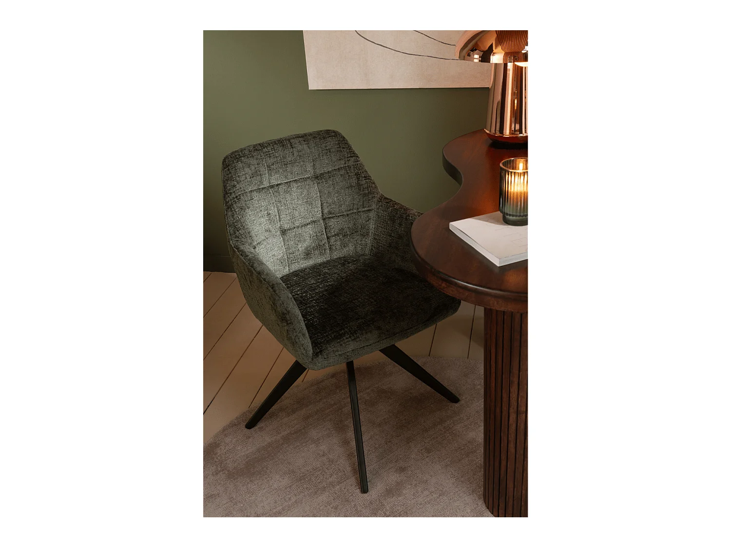 Chaises en métal et velours texturé (lot de 2) - LUCIE