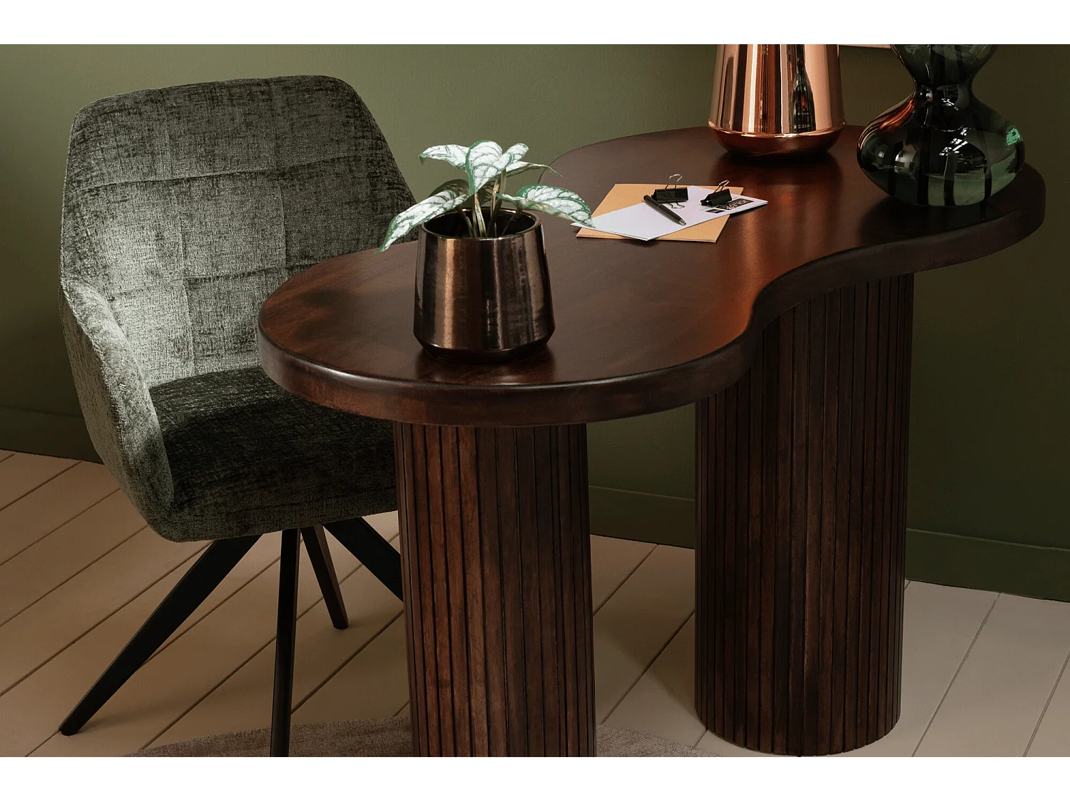 Chaises en métal et velours texturé (lot de 2) - LUCIE