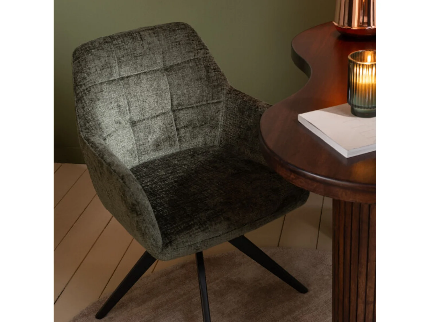 Chaises en métal et velours texturé (lot de 2) - LUCIE