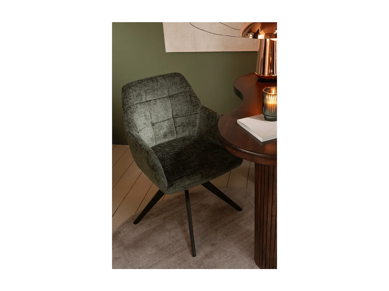 Chaises en métal et velours texturé (lot de 2) - LUCIE