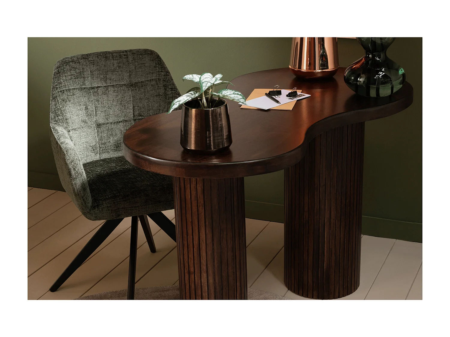 Chaises en métal et velours texturé (lot de 2) - LUCIE