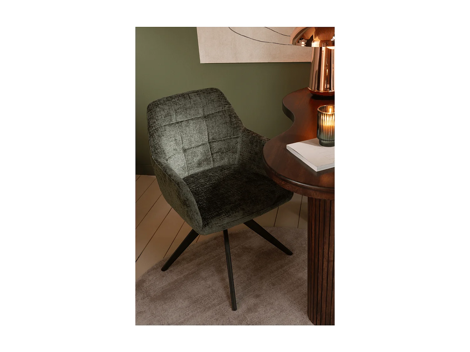 Chaises en métal et velours texturé (lot de 2) - LUCIE