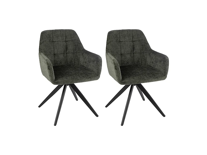 Chaises en métal et velours texturé (lot de 2) - LUCIE