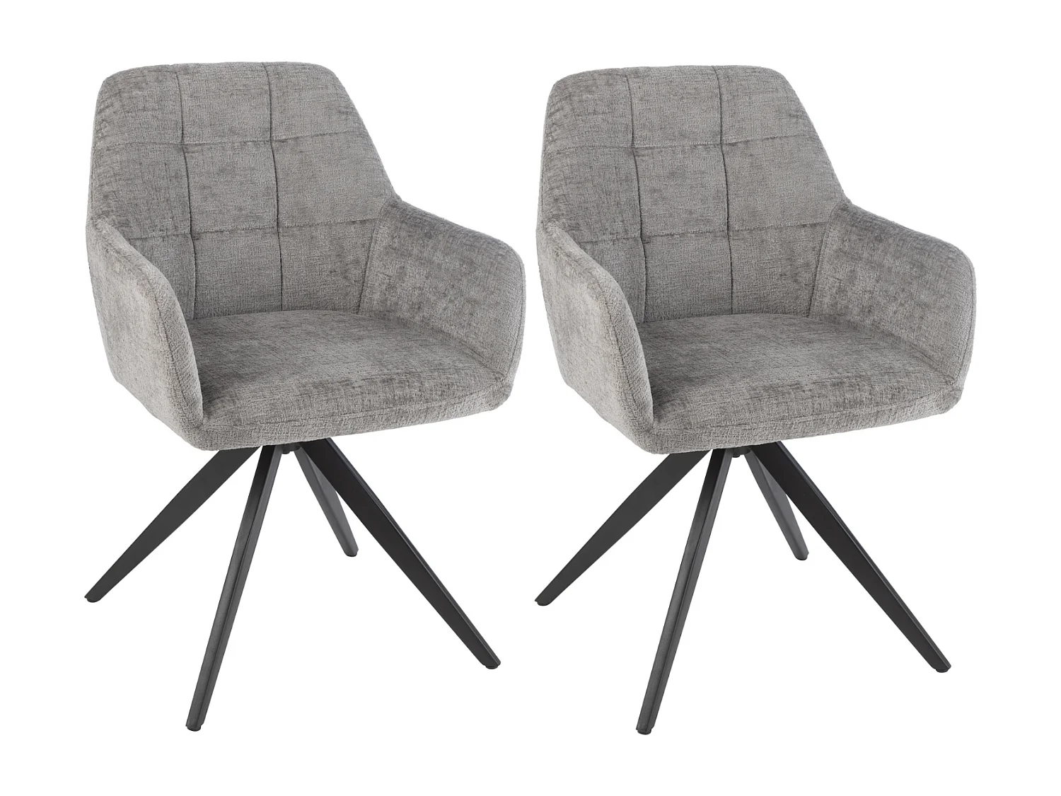 Chaises en métal et velours texturé (lot de 2) - LUCIE