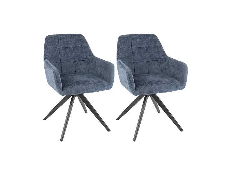 Chaises en métal et velours texturé (lot de 2) - LUCIE