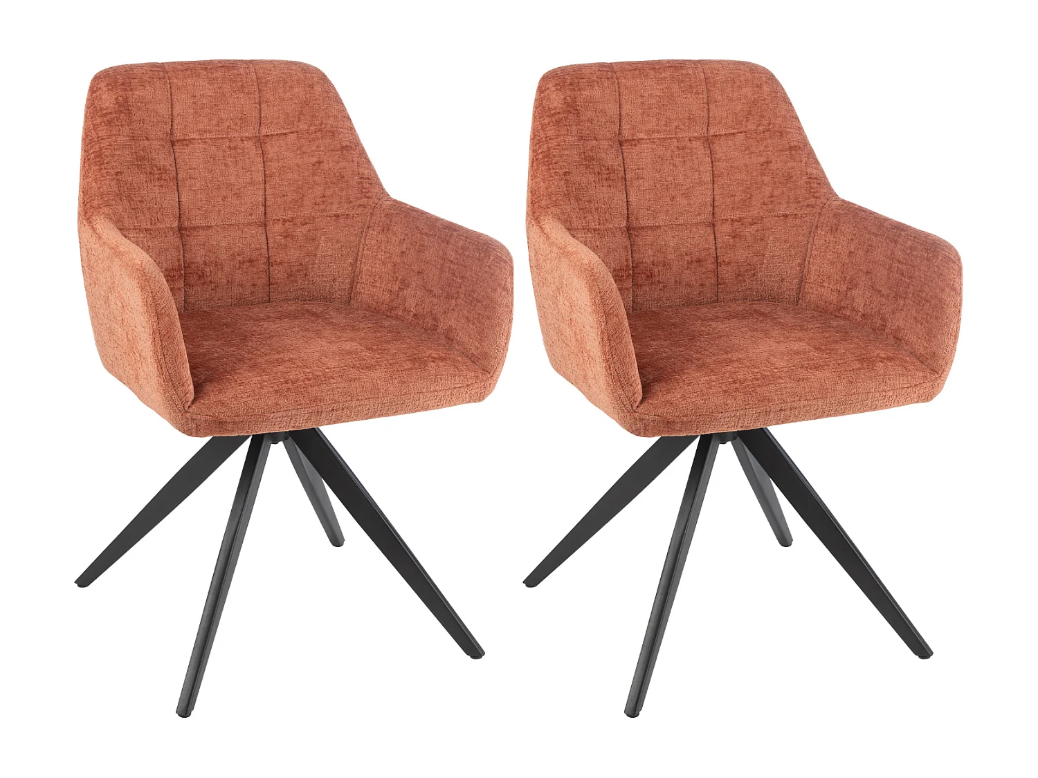 Chaises en métal et velours texturé (lot de 2) - LUCIE