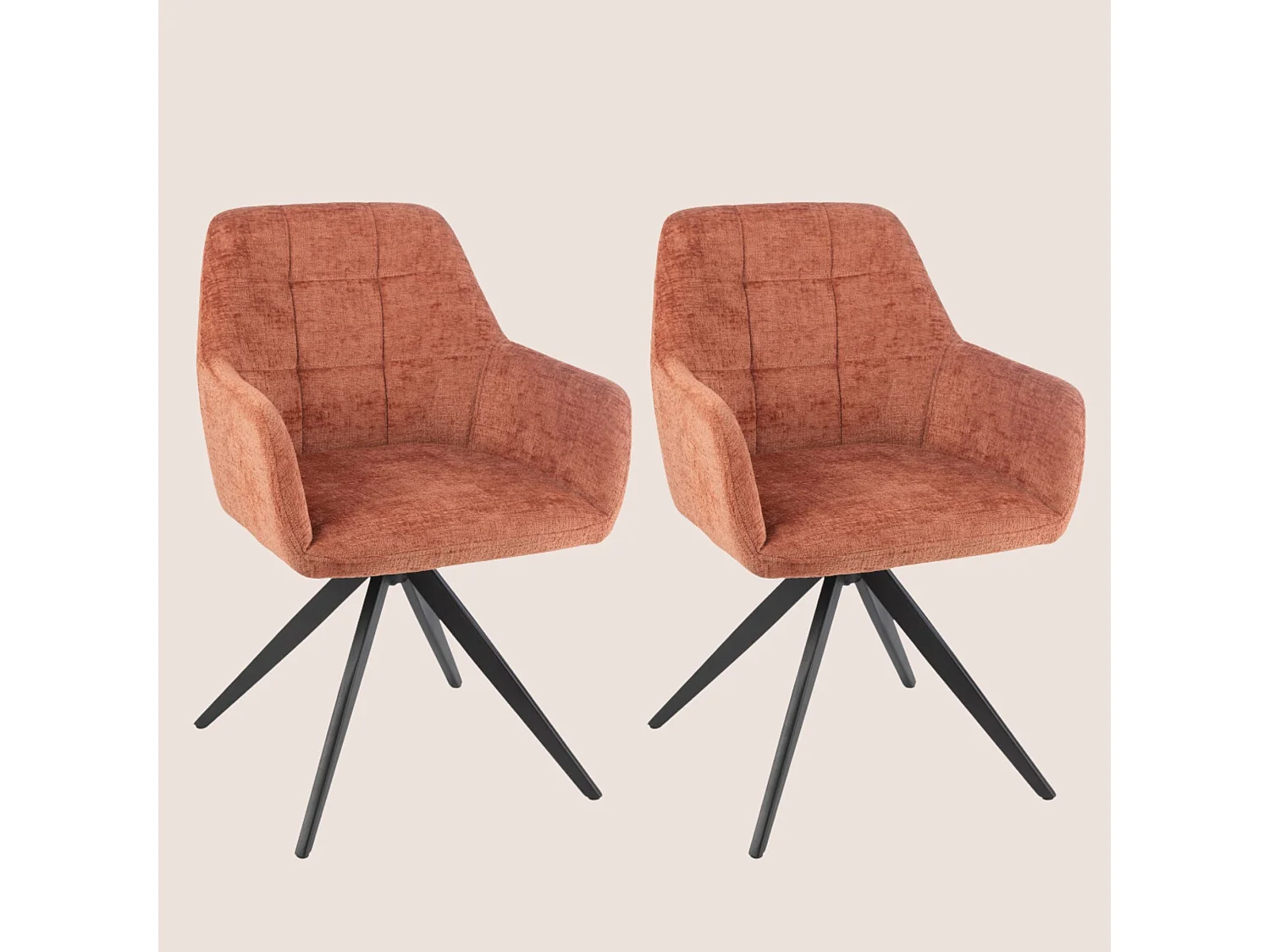 Chaises en métal et velours texturé (lot de 2) - LUCIE