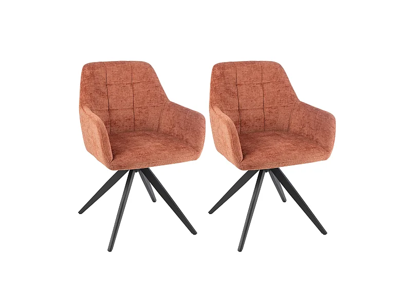 Chaises en métal et velours texturé (lot de 2) - LUCIE