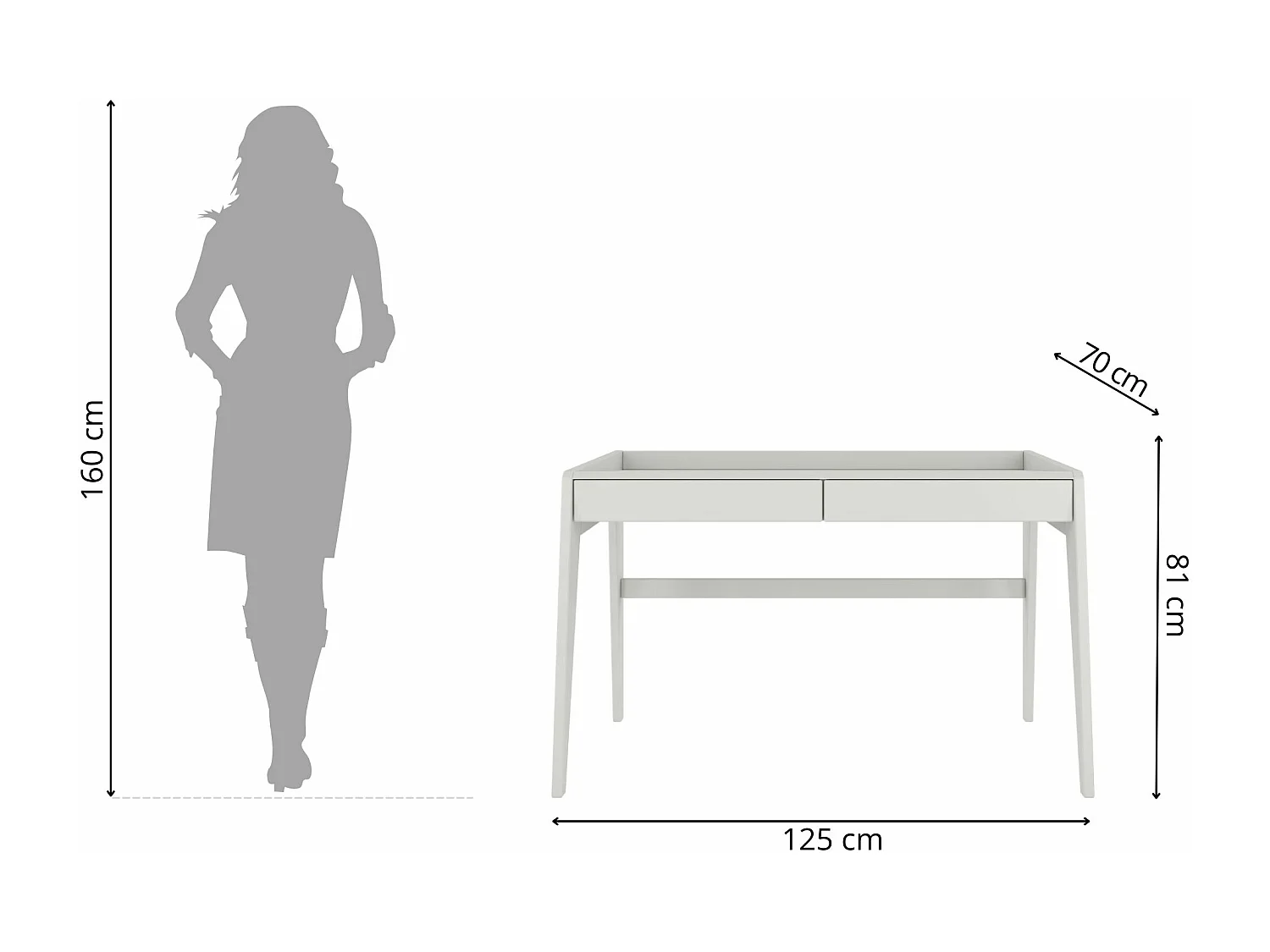 Schreibtisch Elisa, 125/70/81 cm in pastellgrau, buchenholz