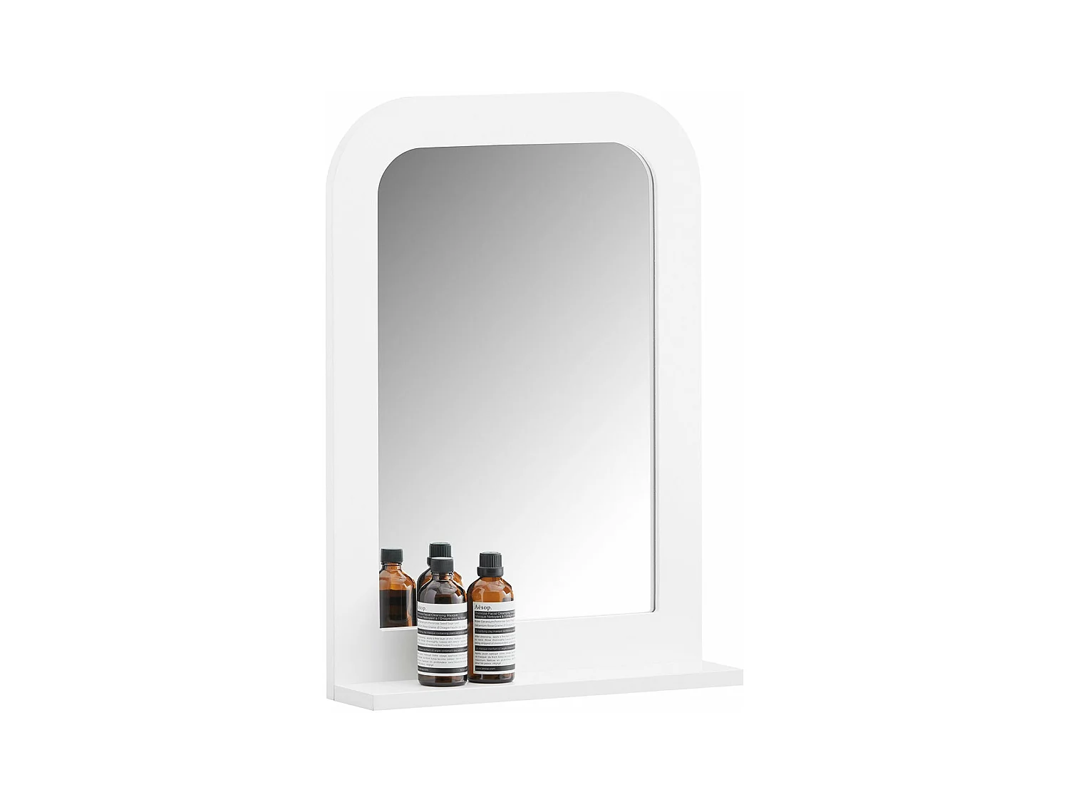 SoBuy Miroir Mural, Miroir de Salle de Bain avec Étagère Plateau, Suspendu pour Salle de Bain, Chambre, Salon, Couloir, 38 x 9 x 54 cm, Blanc, BZR162-W