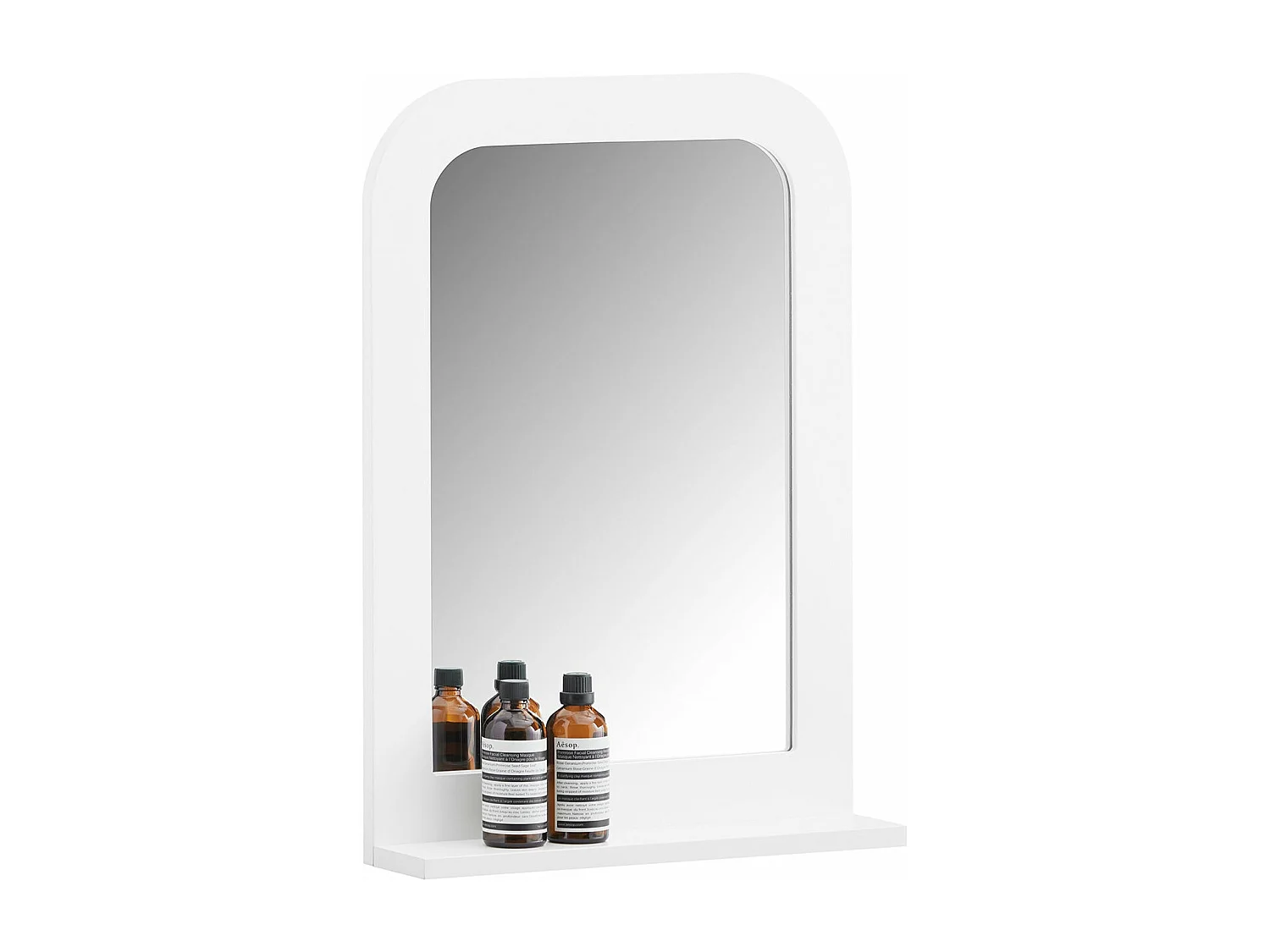 SoBuy Miroir Mural, Miroir de Salle de Bain avec Étagère Plateau, Suspendu pour Salle de Bain, Chambre, Salon, Couloir, 38 x 9 x 54 cm, Blanc, BZR162-W