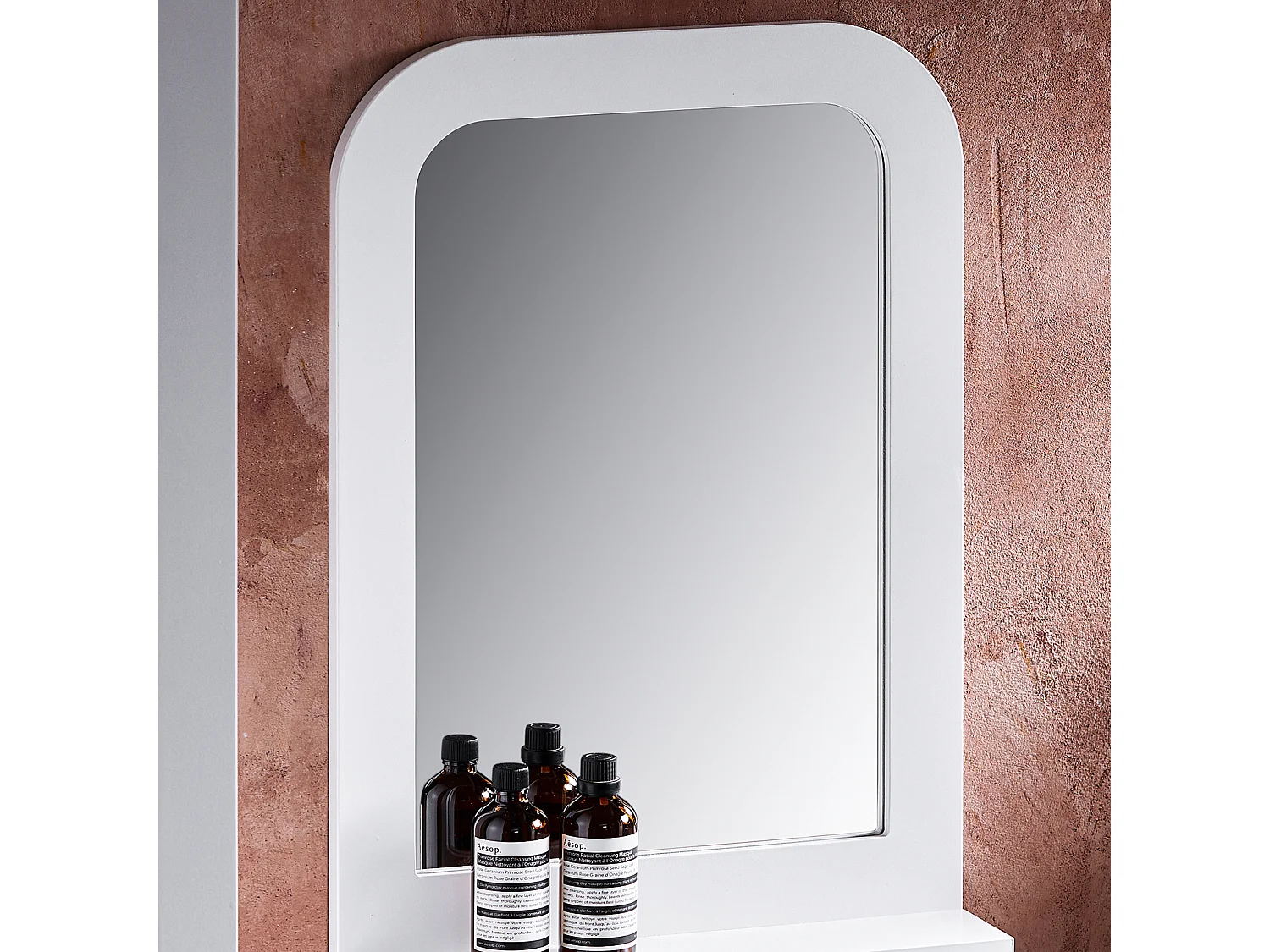 SoBuy Miroir Mural, Miroir de Salle de Bain avec Étagère Plateau, Suspendu pour Salle de Bain, Chambre, Salon, Couloir, 38 x 9 x 54 cm, Blanc, BZR162-W