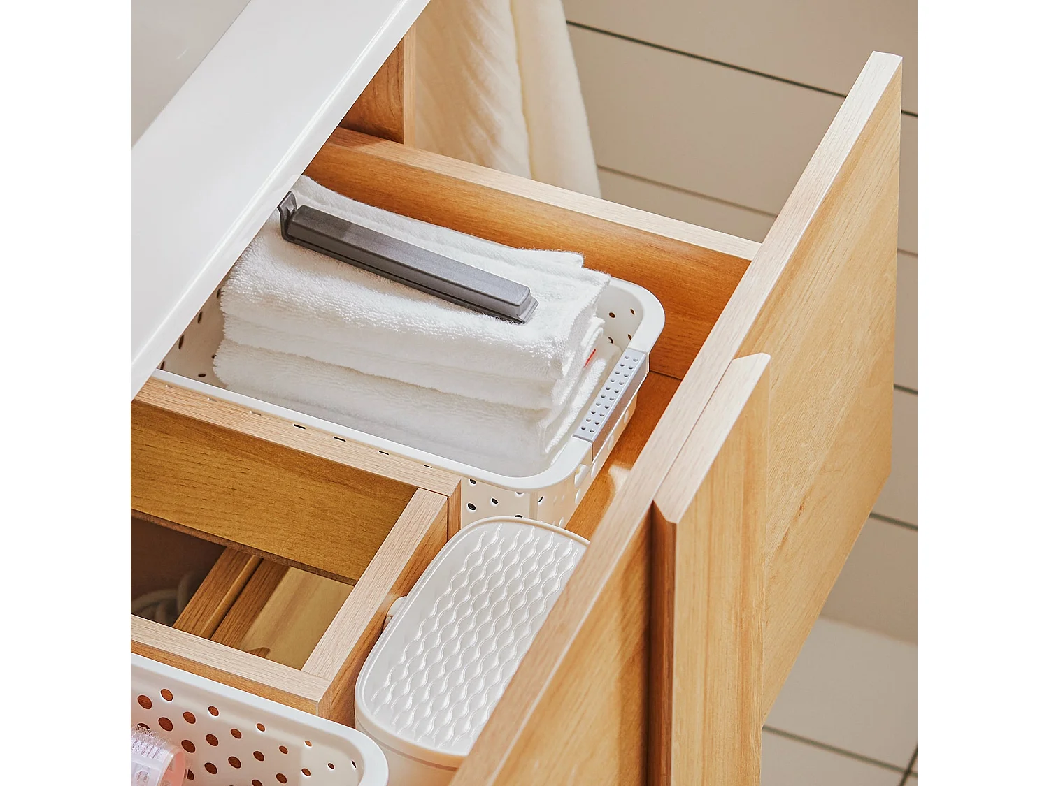 SoBuy BZR172-N Meuble sous Lavabo avec Deux tiroirs Meuble de Rangement pour Salle de Bain Meuble avec lavabo en céramique