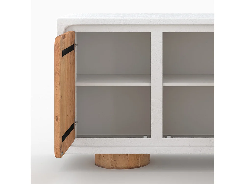 Buffet en béton blanc cassé et bois d'acacia - Eden