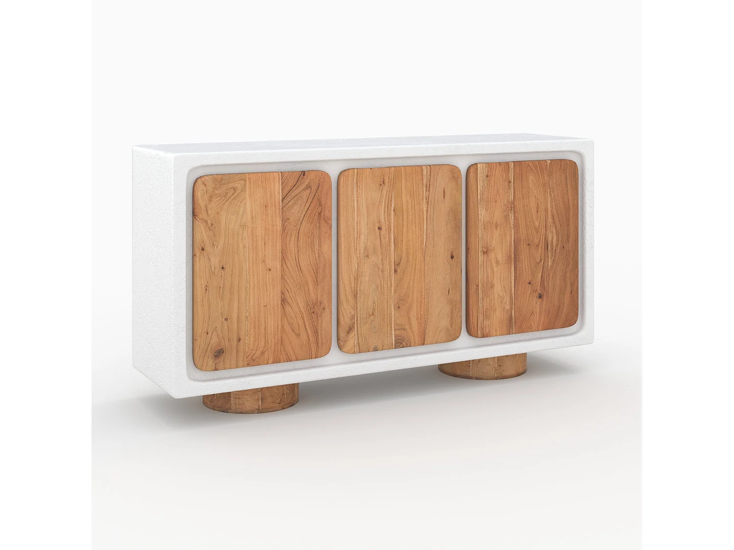 Buffet en béton blanc cassé et bois d'acacia - Eden