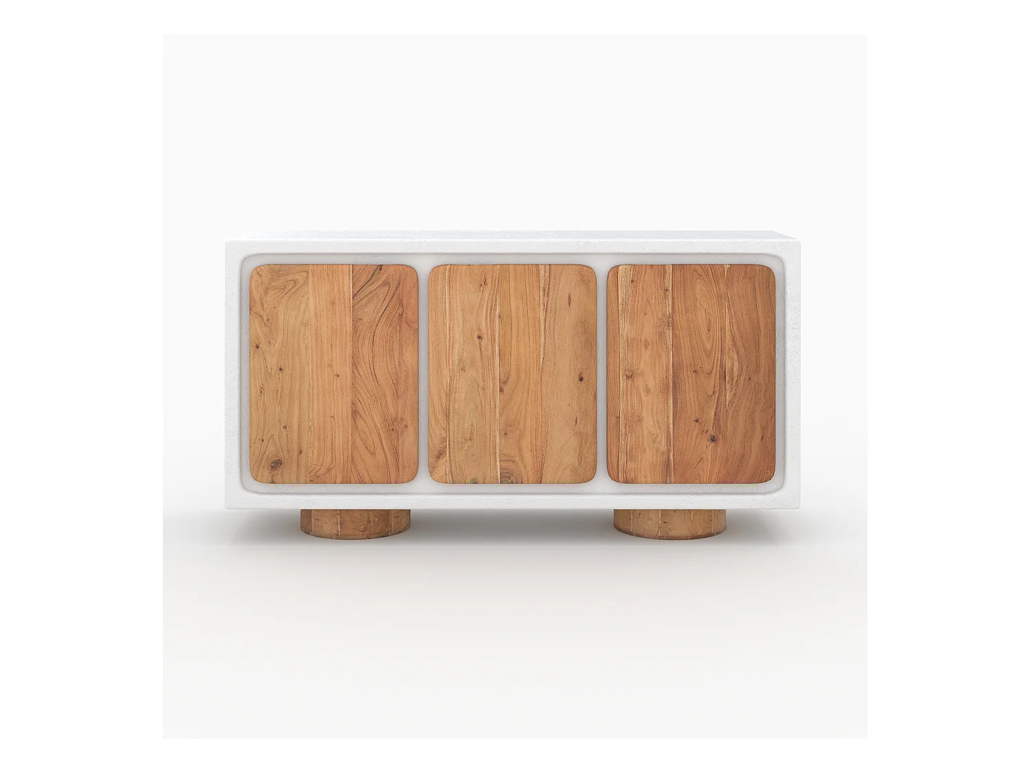 Buffet en béton blanc cassé et bois d'acacia - Eden