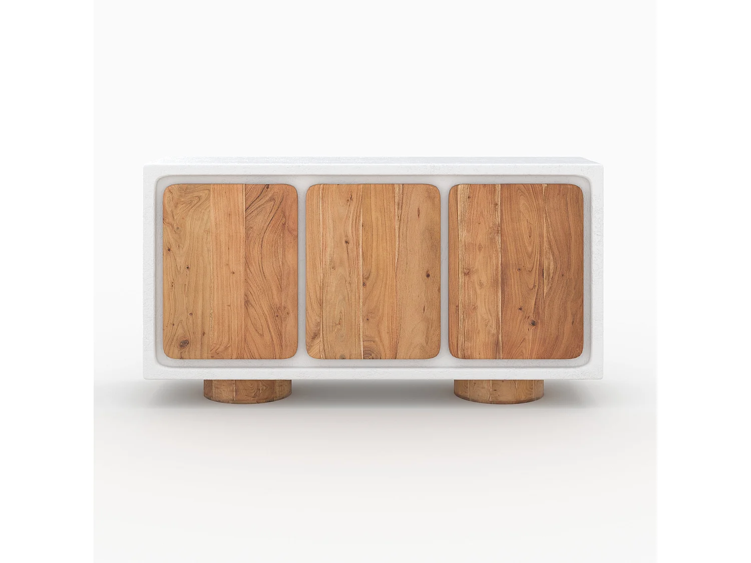 Buffet en béton blanc cassé et bois d'acacia - Eden