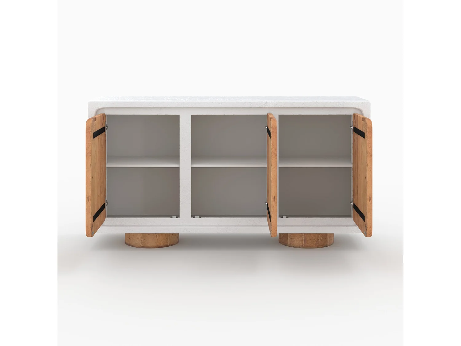 Buffet en béton blanc cassé et bois d'acacia - Eden