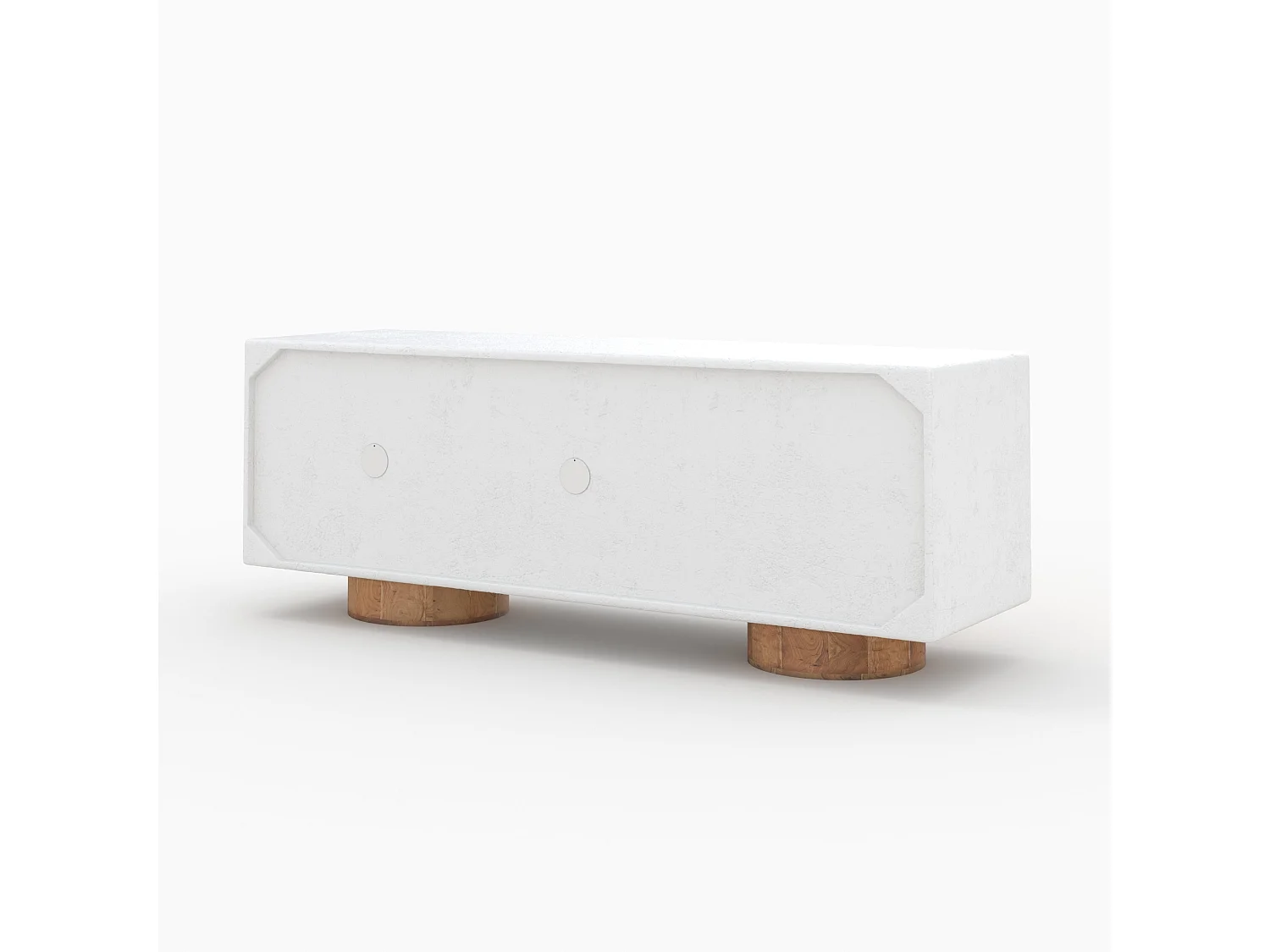 Meuble TV en béton blanc cassé et bois d'acacia 150 cm - Eden