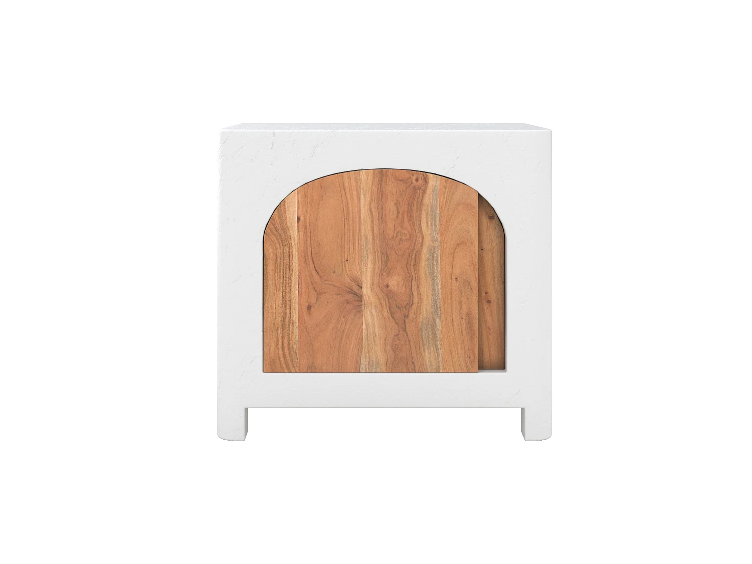 Comodino in gesso bianco sporco e legno di acacia - Fira