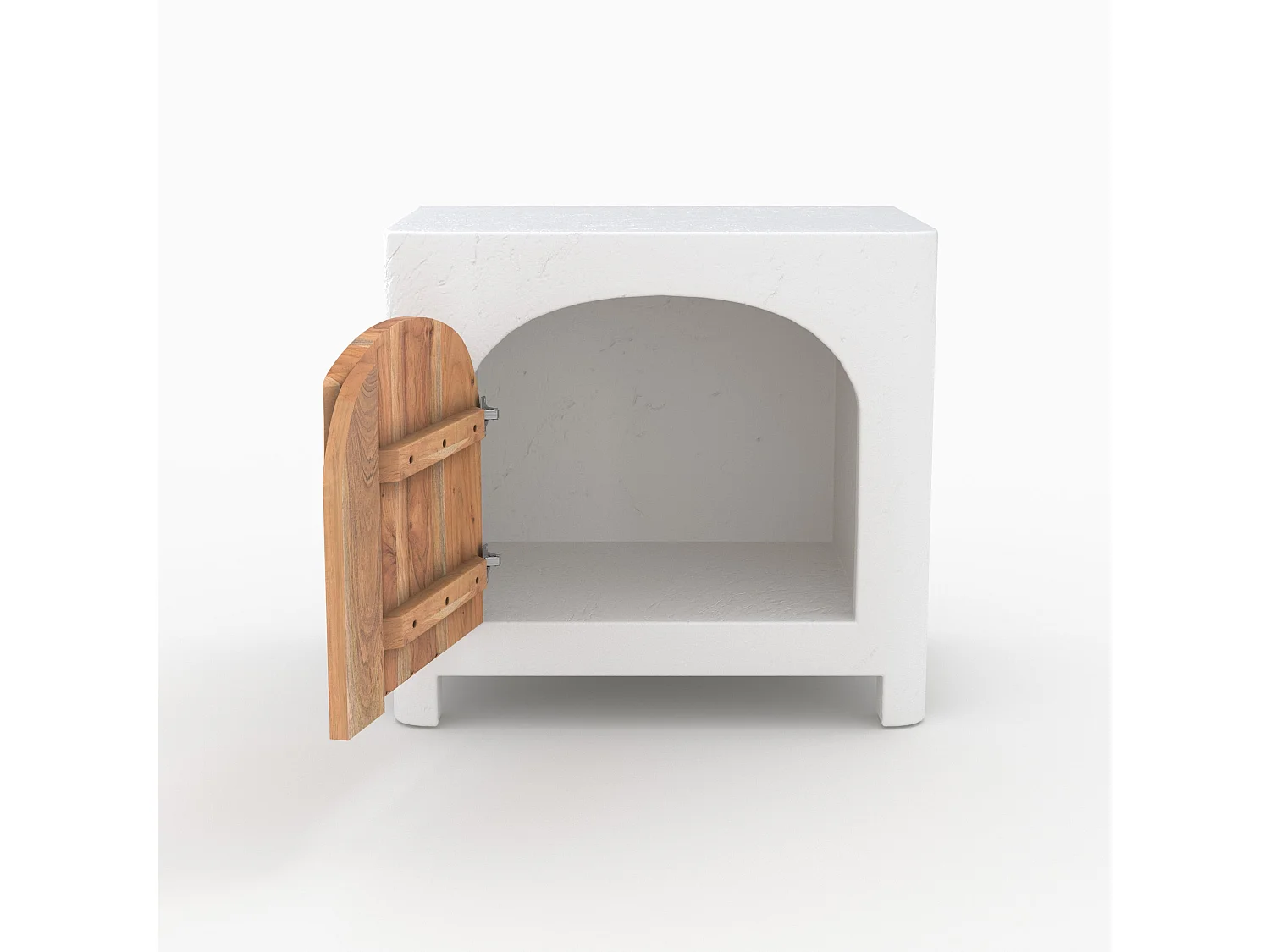 Comodino in gesso bianco sporco e legno di acacia - Fira