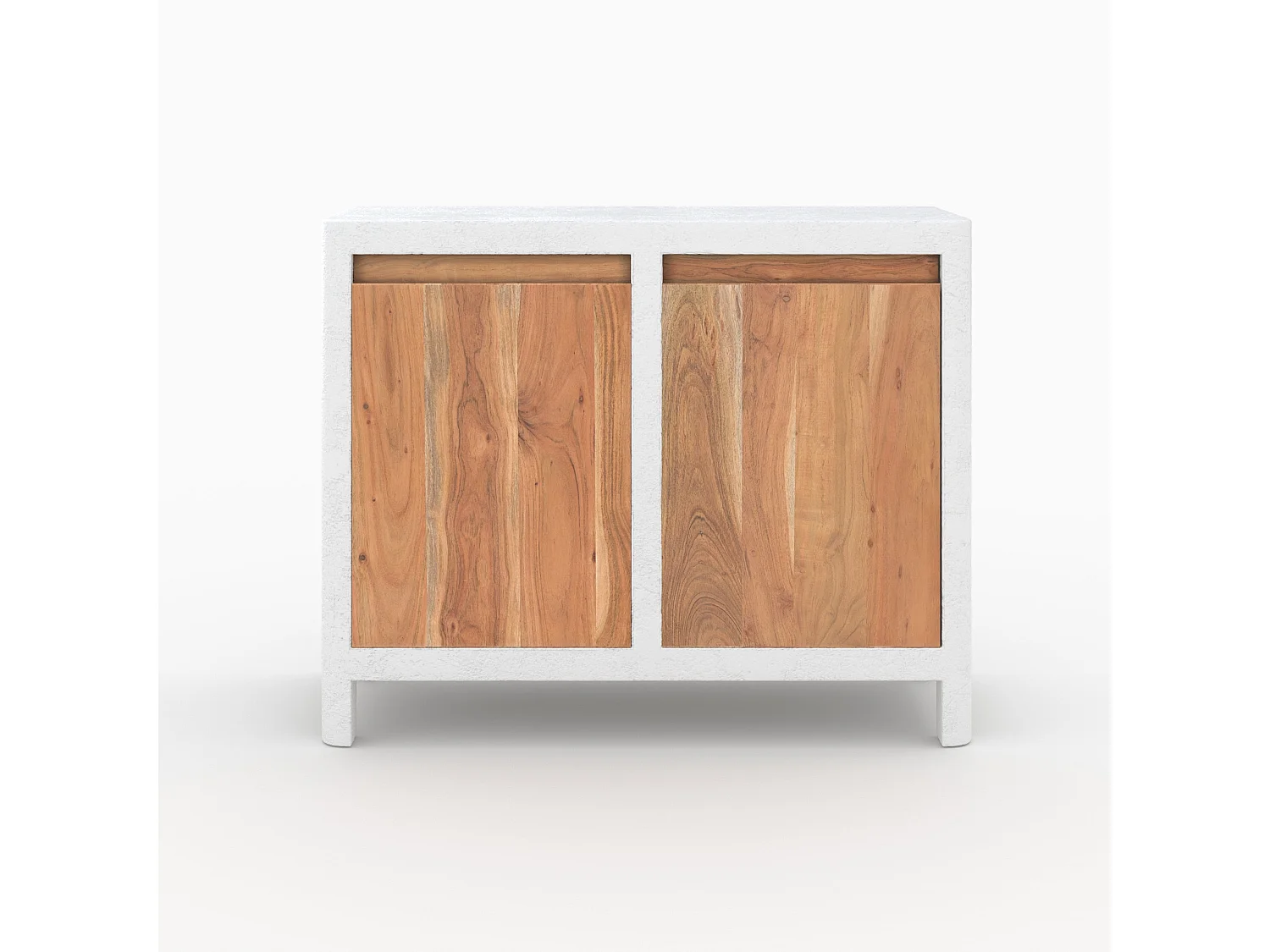 Piccolo buffet in calcestruzzo bianco sporco e legno di acacia - Tierra