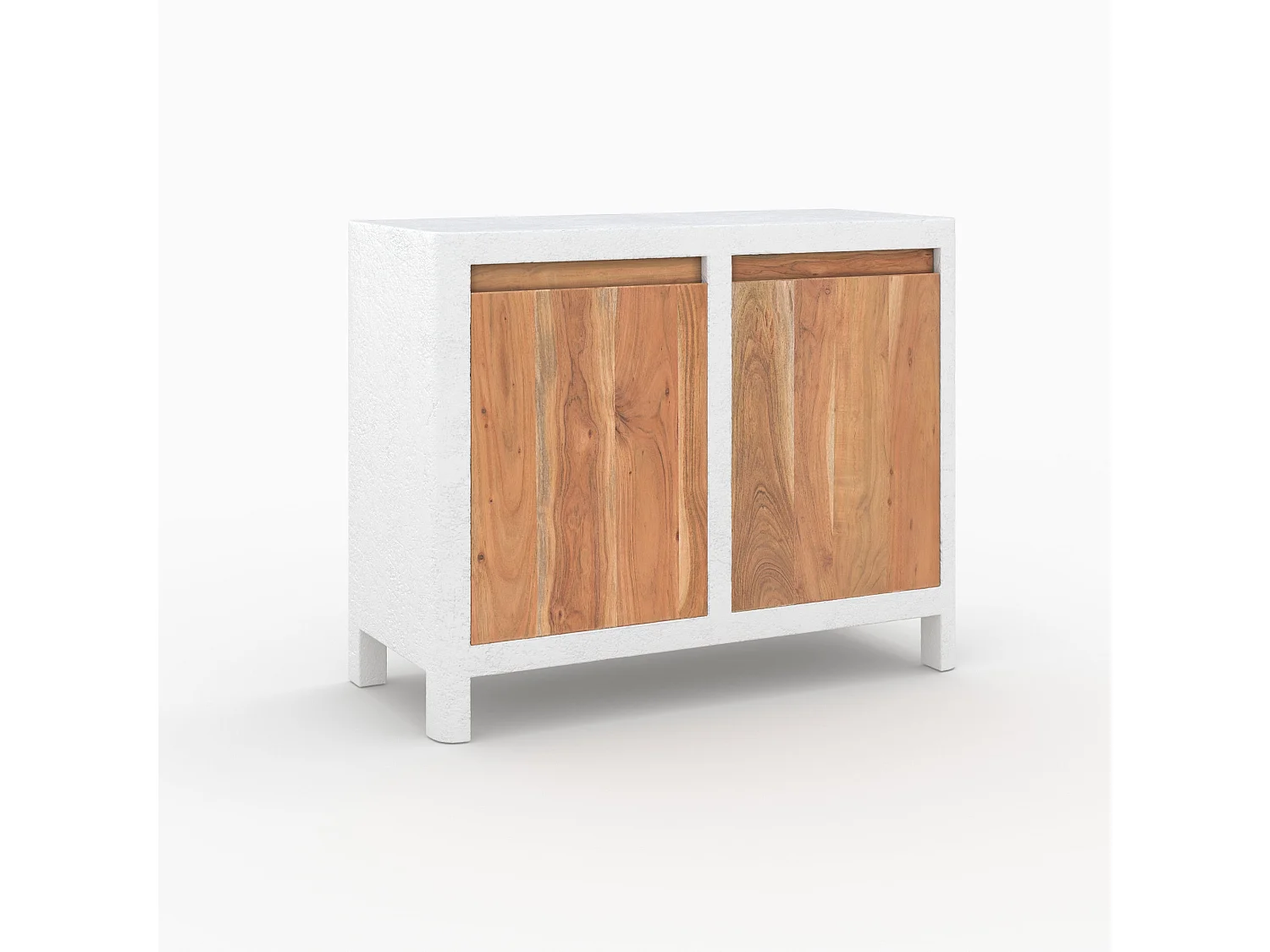 Piccolo buffet in calcestruzzo bianco sporco e legno di acacia - Tierra