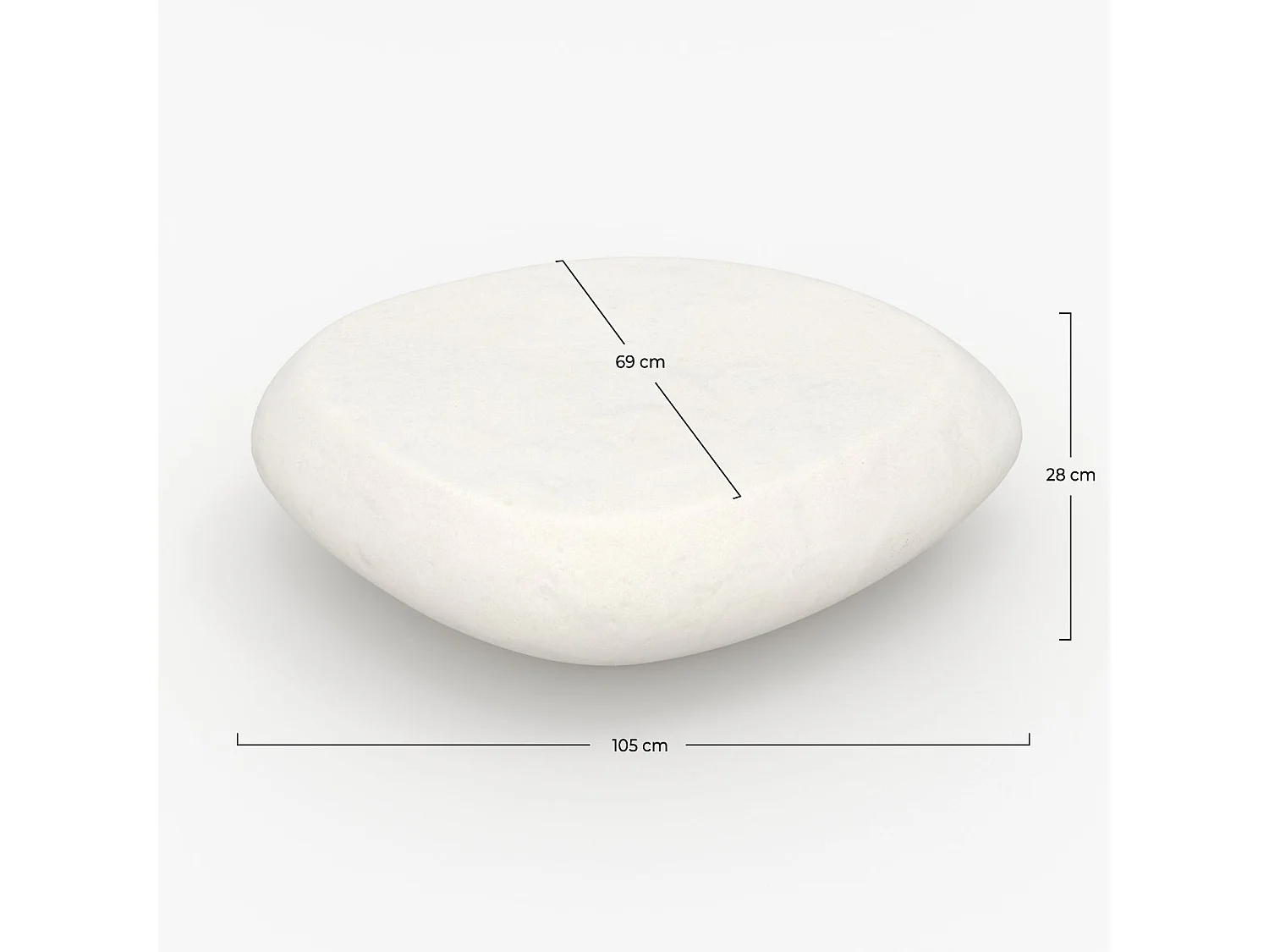 Table basse ovale en béton blanc 105 cm - Maui