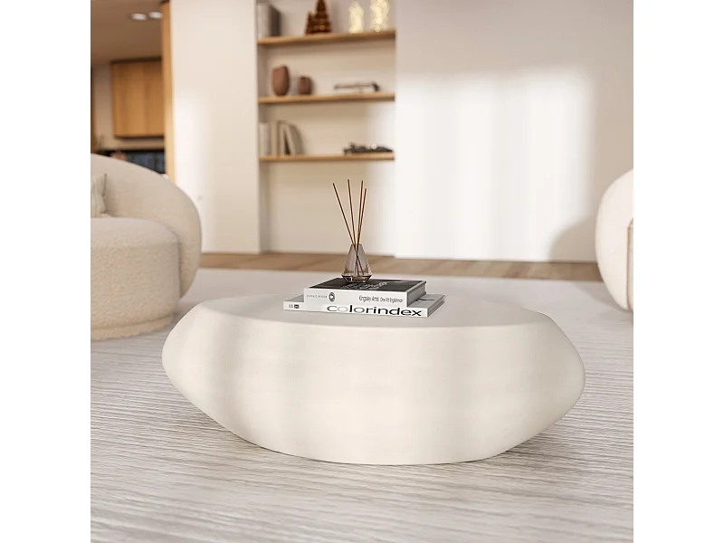 Table basse ovale en béton blanc 105 cm - Maui