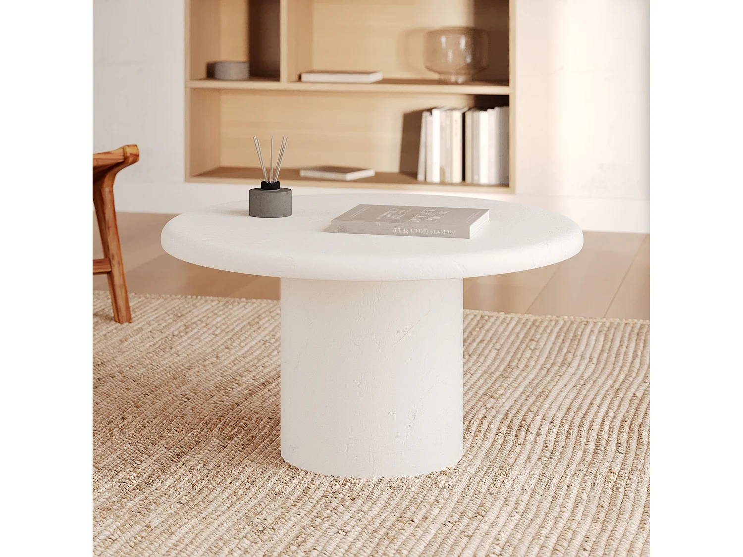 Table basse ronde en béton blanc cassé - Lulli