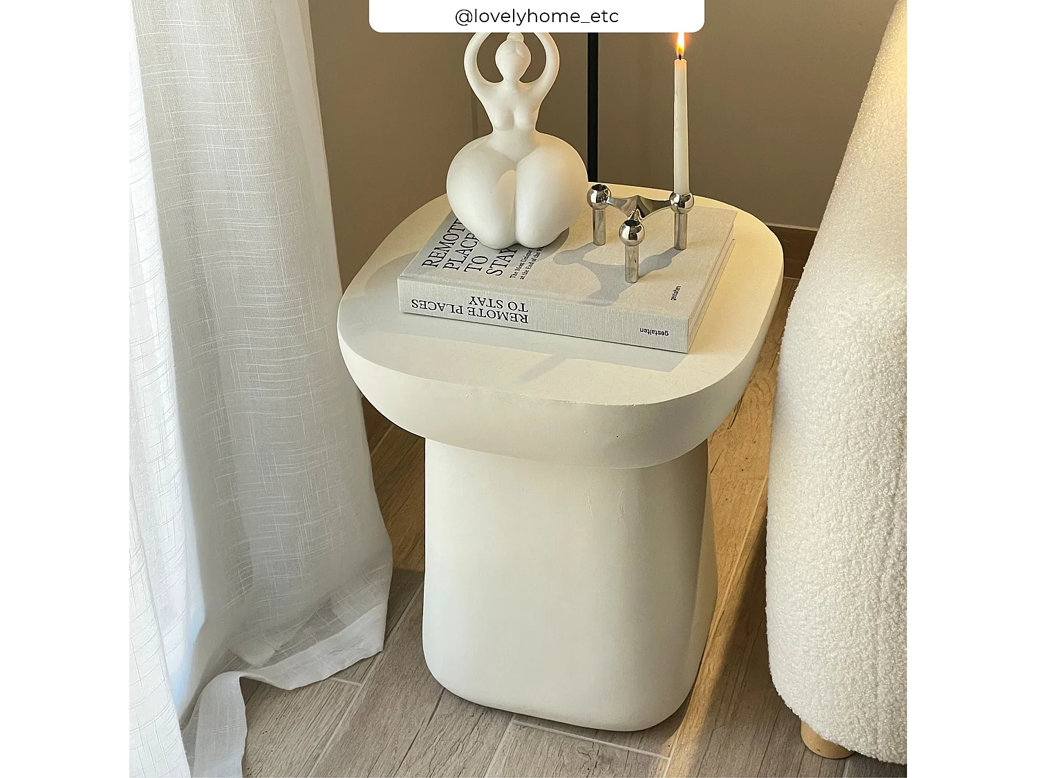 Table d'appoint carrée en béton blanc - Samui