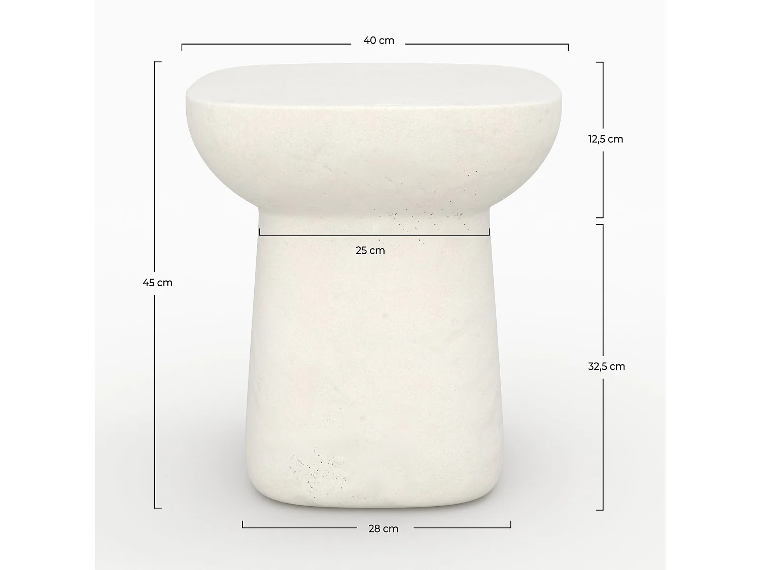 Table d'appoint carrée blanche en fibre d'argile effet béton - Samui