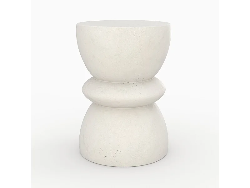 Tavolino rotondo in cemento bianco D35cm - Maupiti