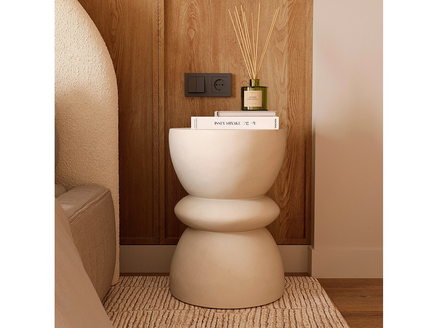 Table d'appoint ronde en béton blanc D35 cm - Maupiti