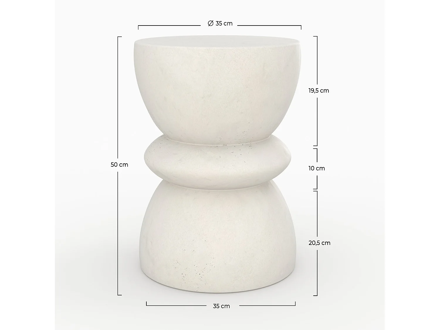 Mesa auxiliar redonda blanca en fibra de arcilla efecto cemento D35 cm - Maupiti