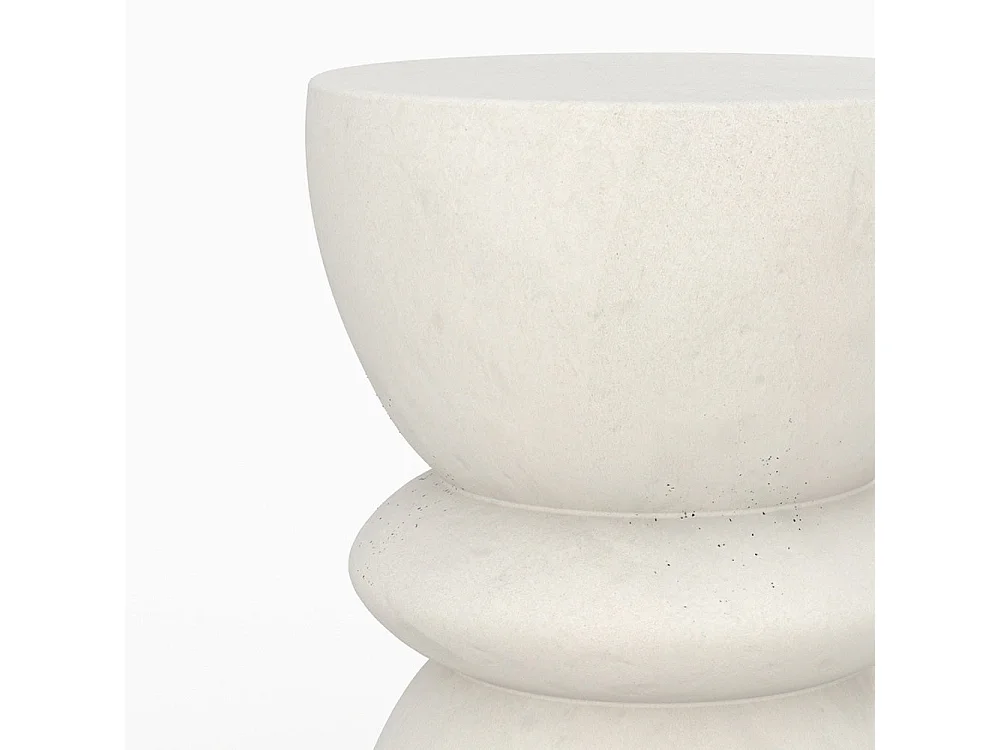 Mesa auxiliar redonda blanca en fibra de arcilla efecto cemento D35 cm - Maupiti