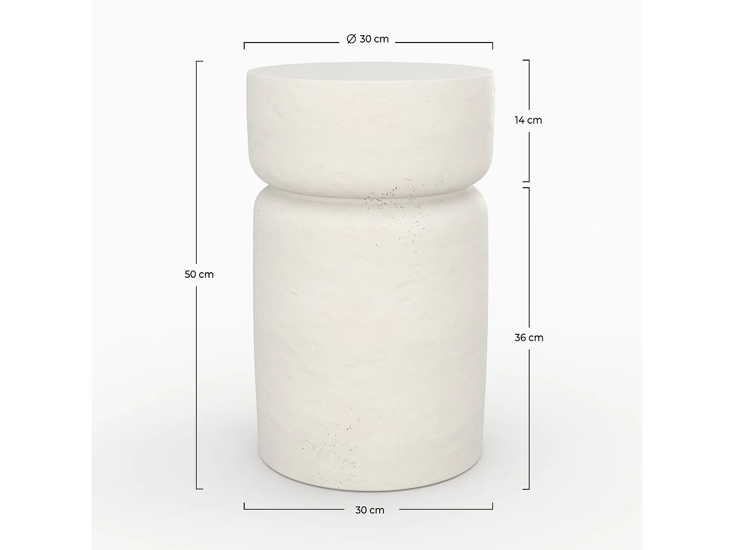 Tavolino rotondo in cemento bianco D30cm - Tahiti