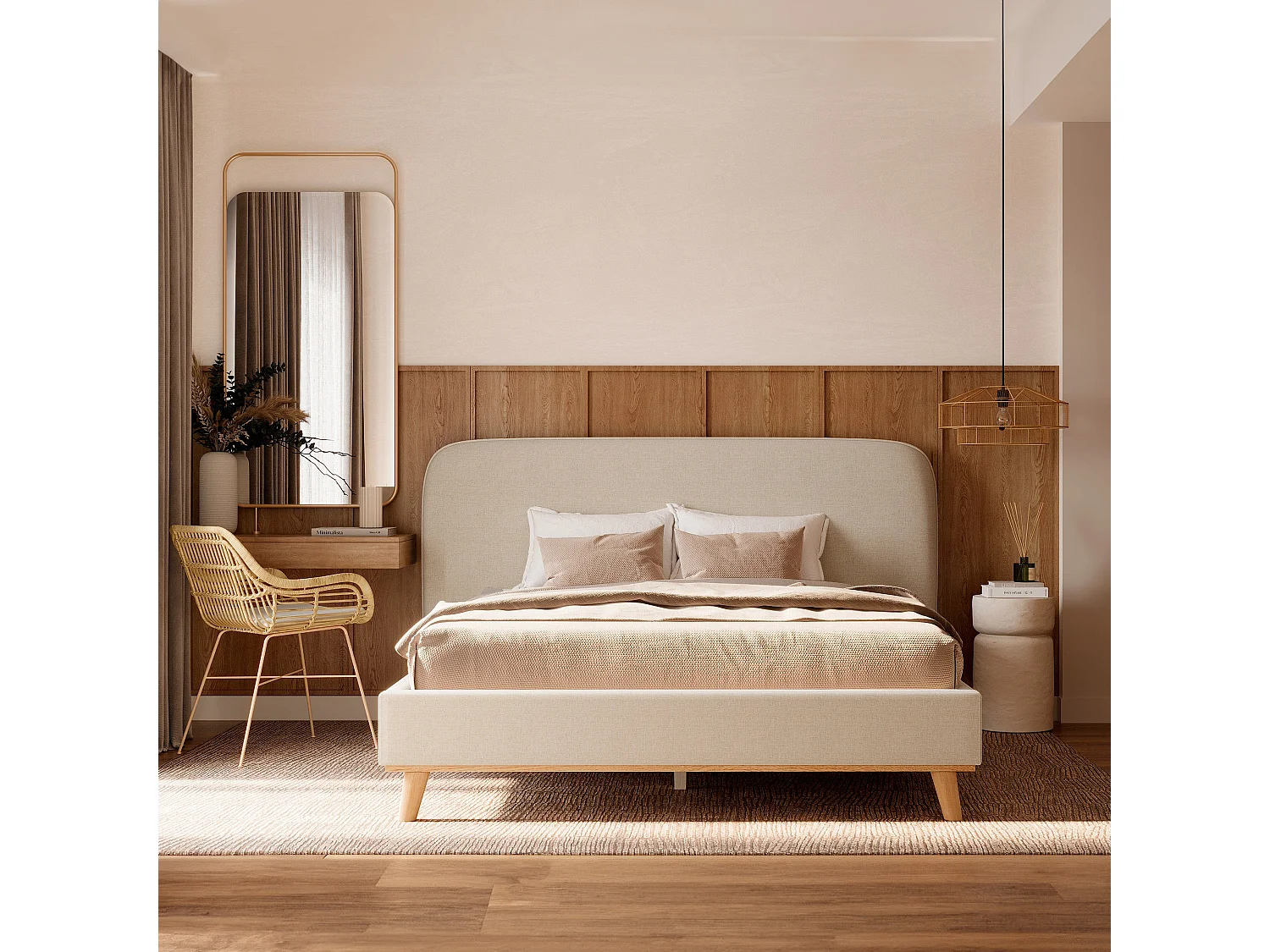 Tavolino rotondo bianco in fibra d'argilla effetto cemento D30 cm - Tahiti