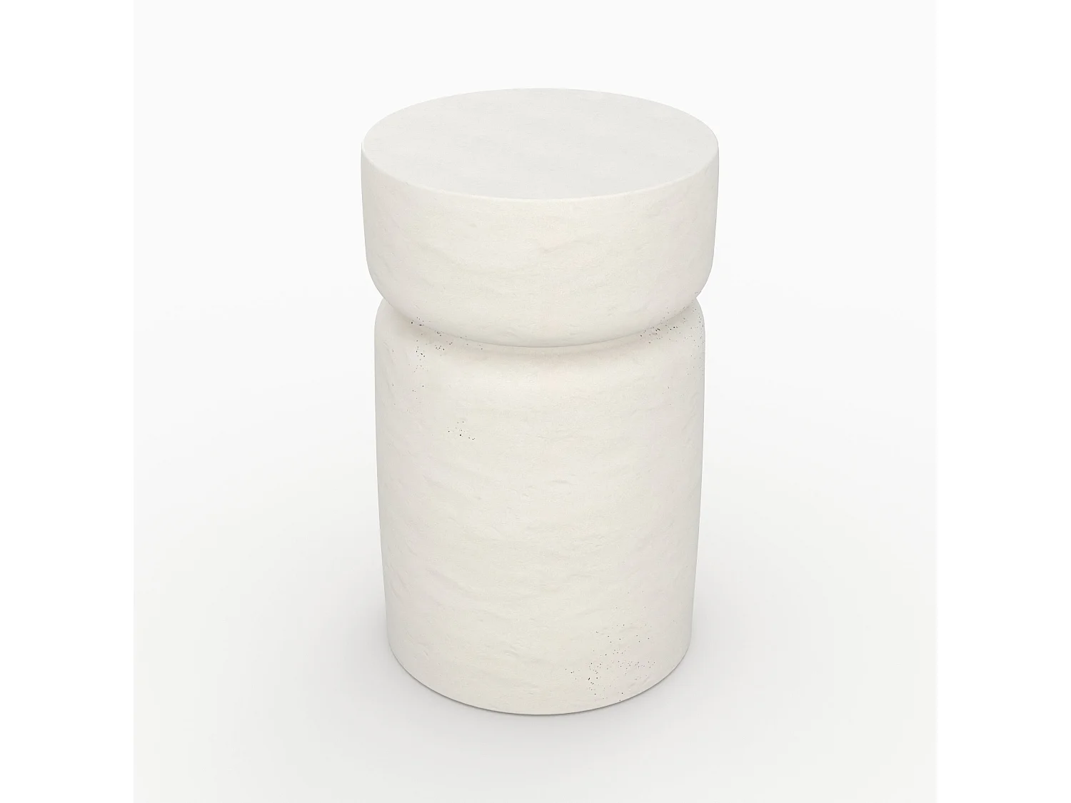 Tavolino rotondo bianco in fibra d'argilla effetto cemento D30 cm - Tahiti