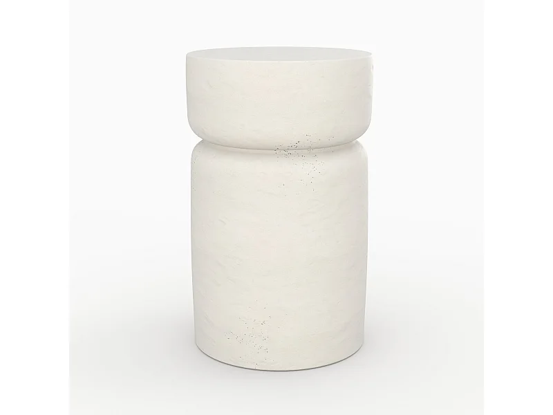 Tavolino rotondo bianco in fibra d'argilla effetto cemento D30 cm - Tahiti