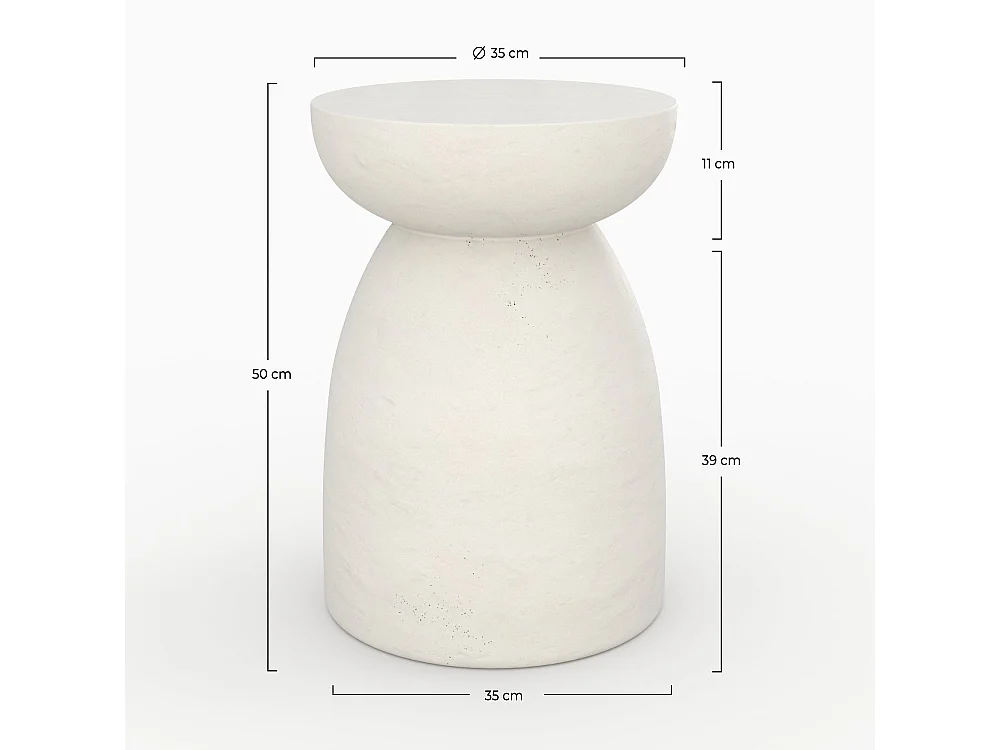 Table d'appoint ronde en béton blanc D35 cm - Capri