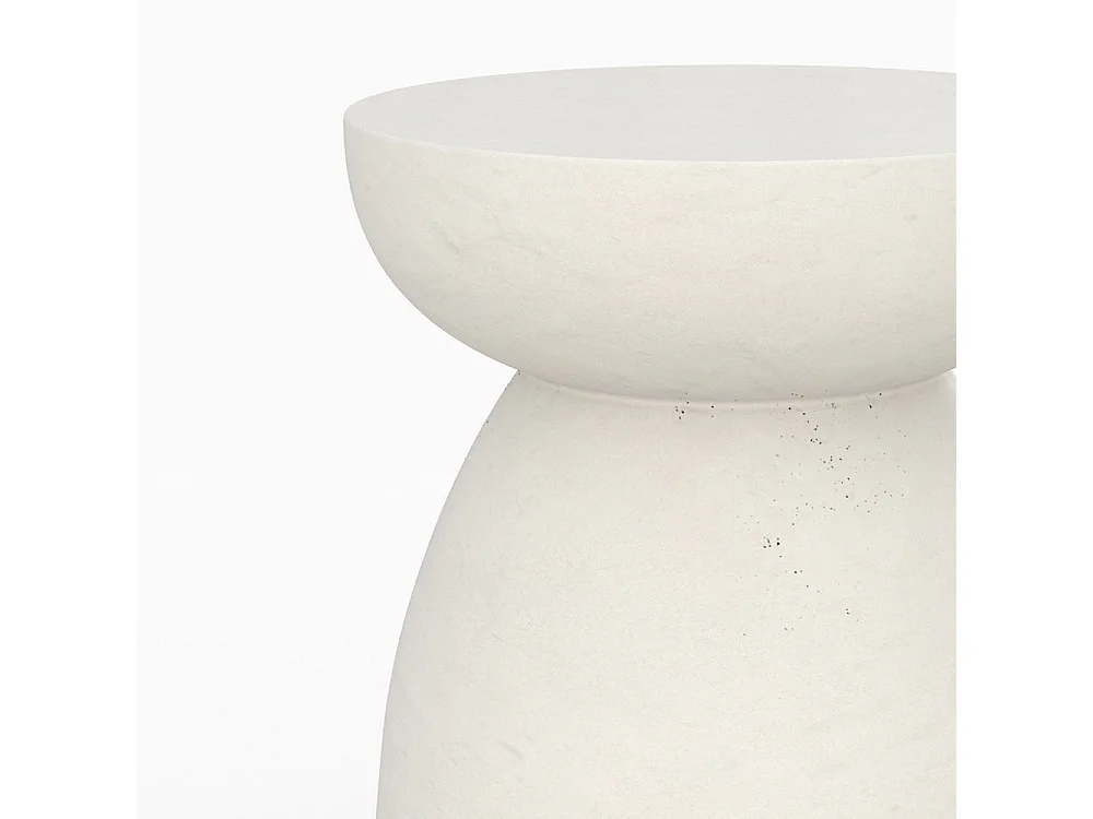 Table d'appoint ronde en béton blanc D35 cm - Capri