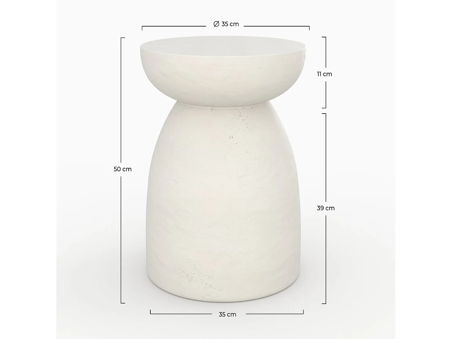 Tavolino rotondo bianco in fibra di argilla effetto cemento D35 cm - Capri