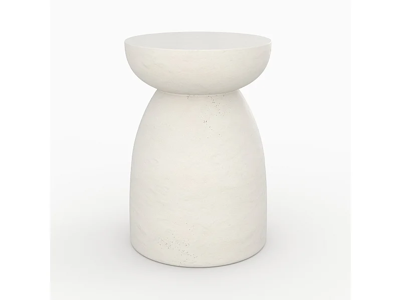 Table d'appoint ronde en béton blanc D35 cm - Capri