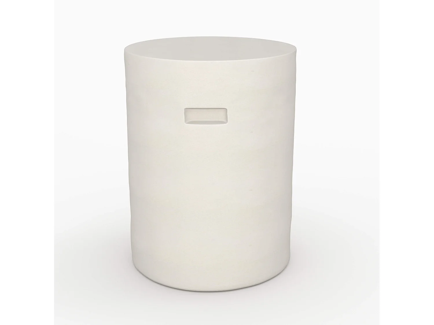 Table d'appoint ronde blanche en fibre d'argile effet béton D35 cm - Santorini