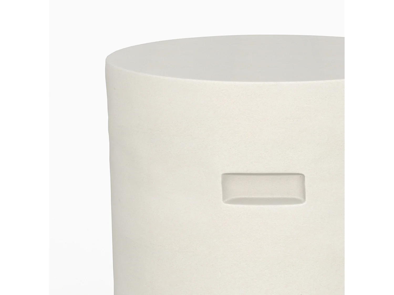 Table d'appoint ronde blanche en fibre d'argile effet béton D35 cm - Santorini