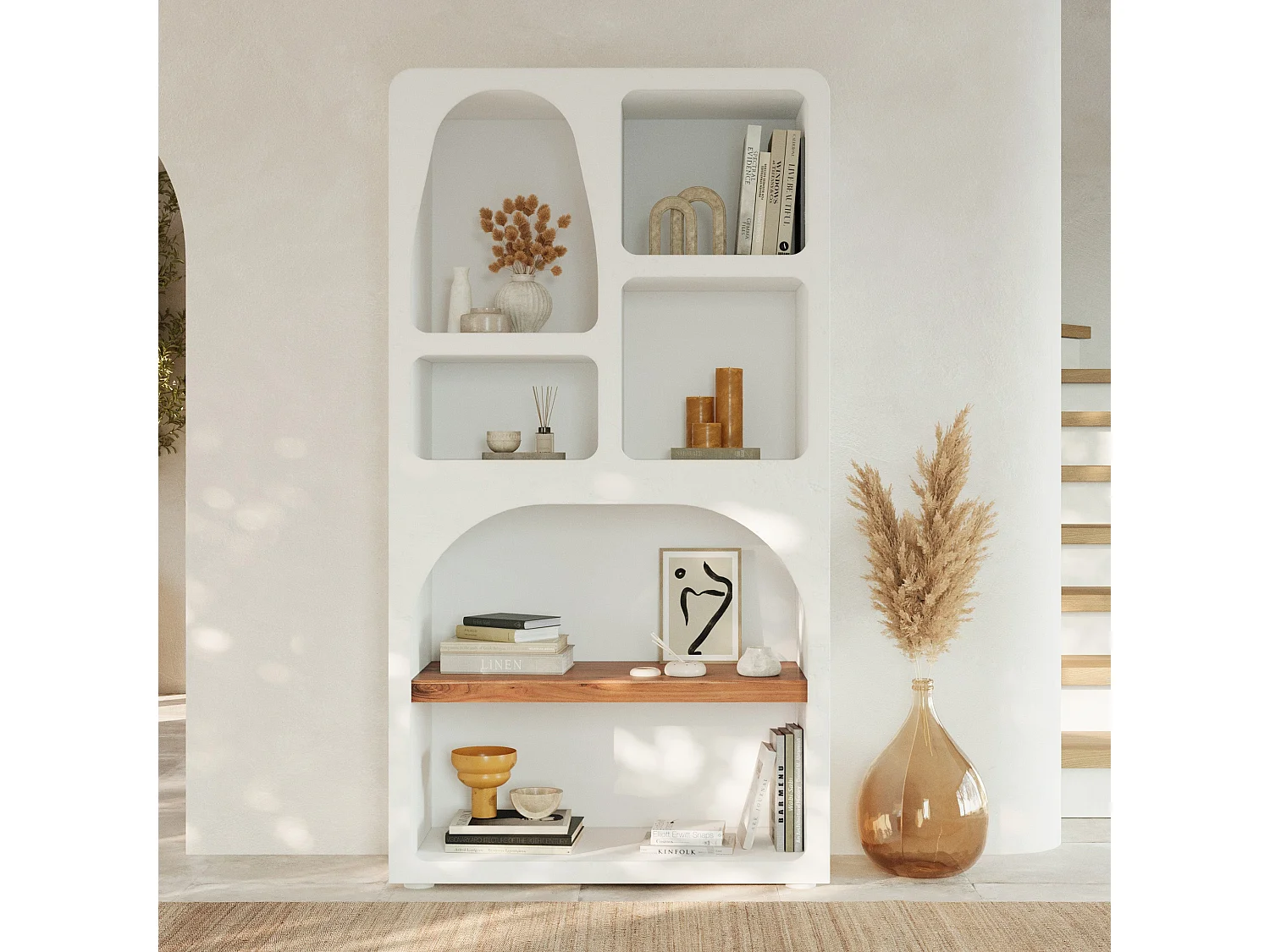 Biblioteca en concreto blanco roto - Fira