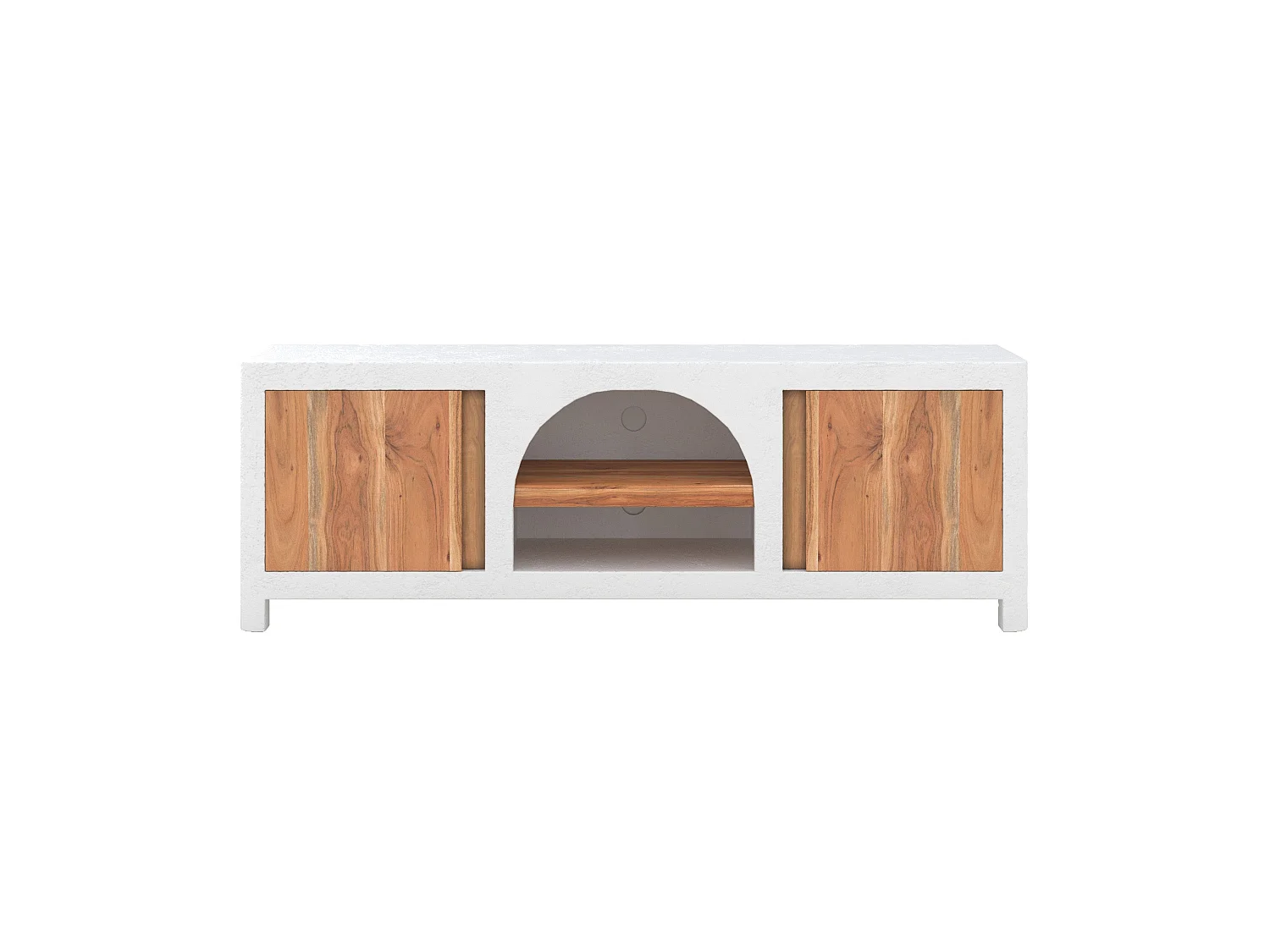 Mueble de TV de yeso blanco roto y madera de acacia de 145 cm - Fira