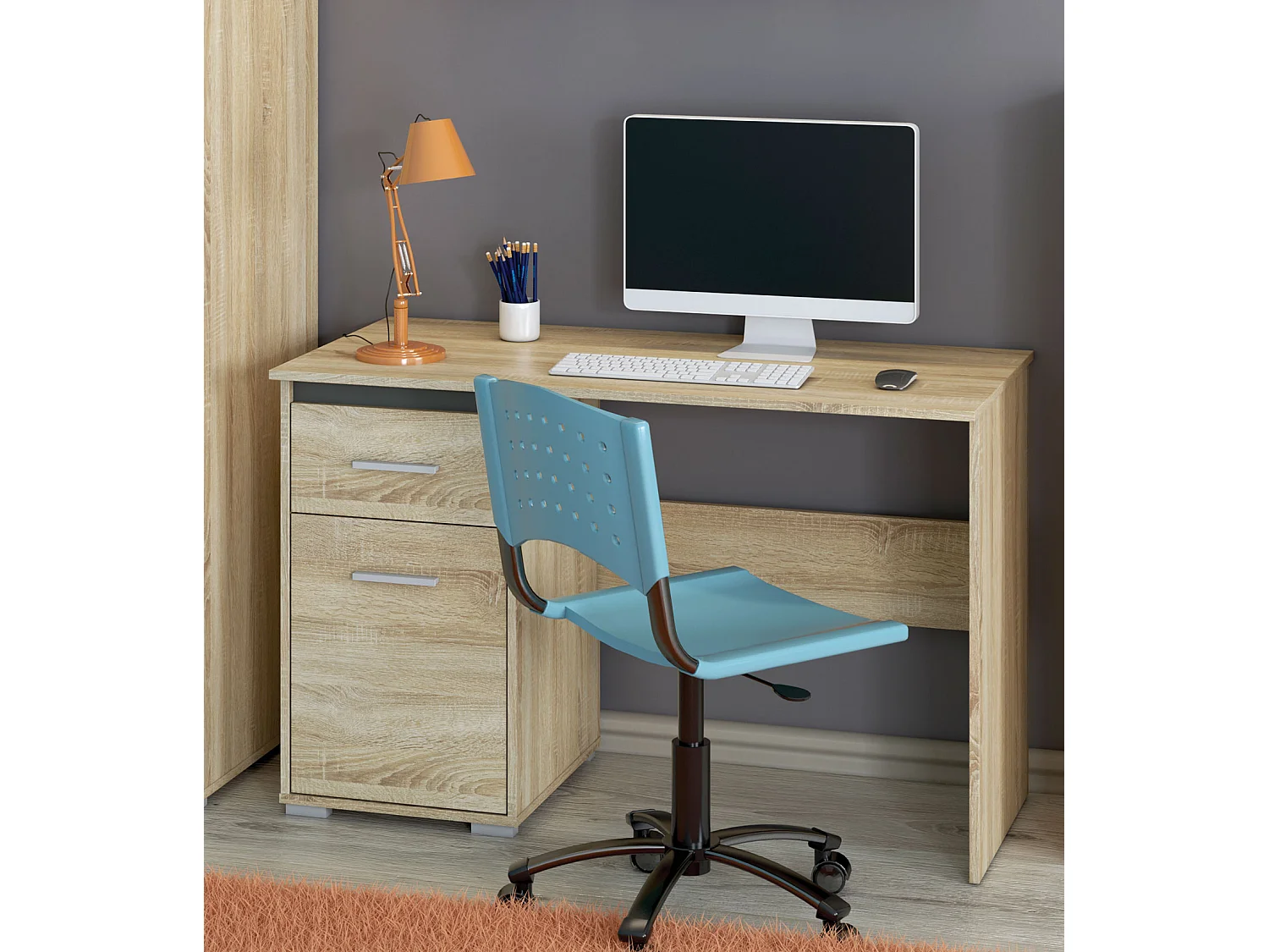 SCHREIBTISCH Avo Sonoma Eiche, Absetzung austauschbar 120 / 55 / 76cm