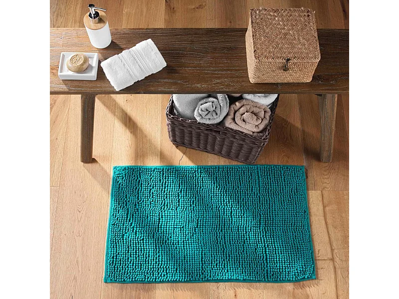 Tapis de Bain Microfibre "Sweety" 45x75cm Bleu Canard